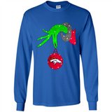 GRINCH HAND HOLDING DENVER BRONCOS GLITTER CHRISTMAS PINGPONG