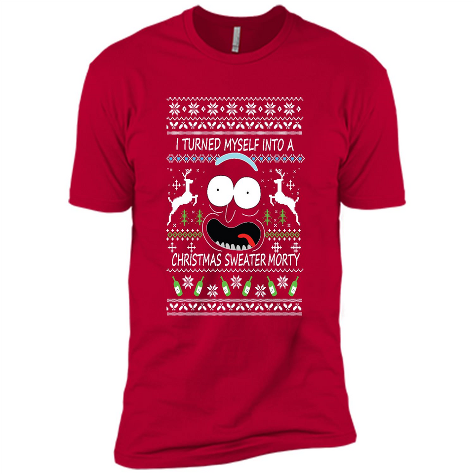 RICK AND MORTY-I TURNED MYSELF INTO A CHRISTMAS SWEATER MORTY UGLY XMAS SWEATER