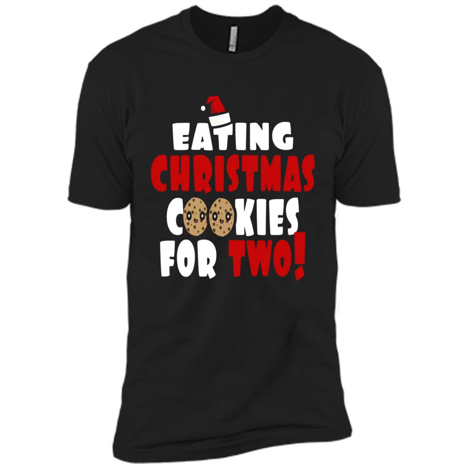 Womens Funny Eating Christmas Cookies For Two Pregnancy - Premium Short Sleeve T-Shirt