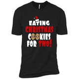 Womens Funny Eating Christmas Cookies For Two Pregnancy - Premium Short Sleeve T-Shirt