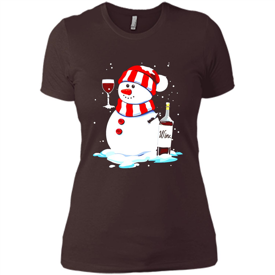 Cute Snowman drink Red Wine Christmas T-Shirt - Ladies' Boyfriend T-Shirt