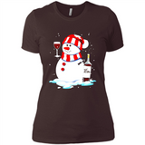 Cute Snowman drink Red Wine Christmas T-Shirt - Ladies' Boyfriend T-Shirt