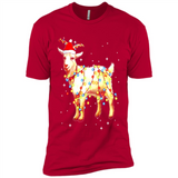 Christmas Lights Goat Wearing Santa Hat Funny Xmas - Premium Short Sleeve T-Shirt