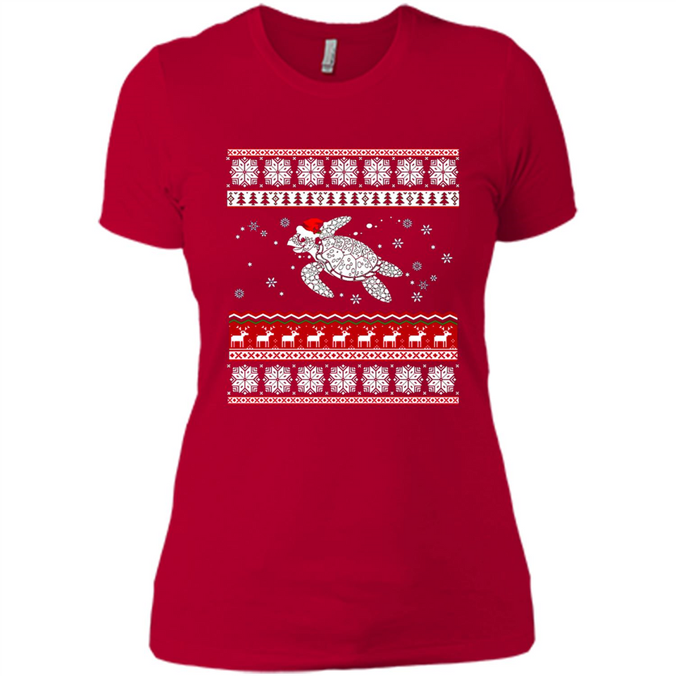 Sea Turtle Ugly Christmas T-Shirt - Ladies' Boyfriend T-Shirt