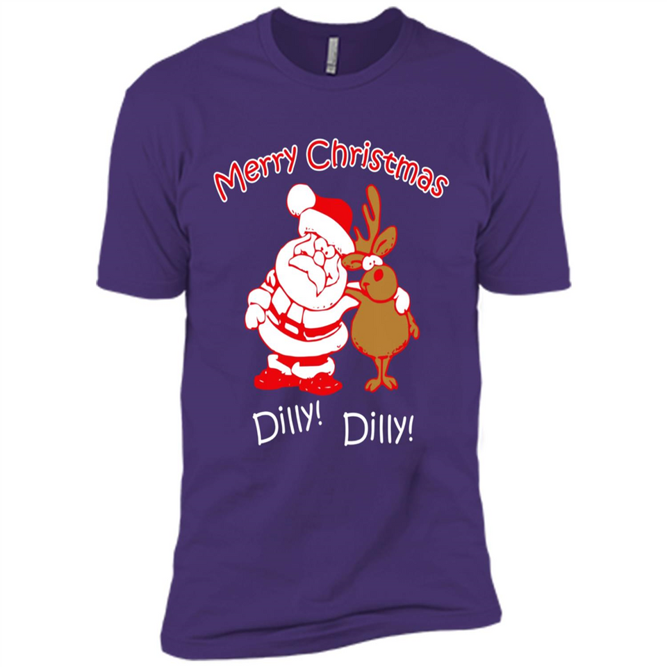 Christmas T-Shirt Santa And Reindeer Dilly Dilly - Premium Short Sleeve T-Shirt