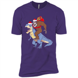 Bigfoot Riding Dinosaurus T-Shirt Funny Bigfoot Santa - Premium Short Sleeve T-Shirt