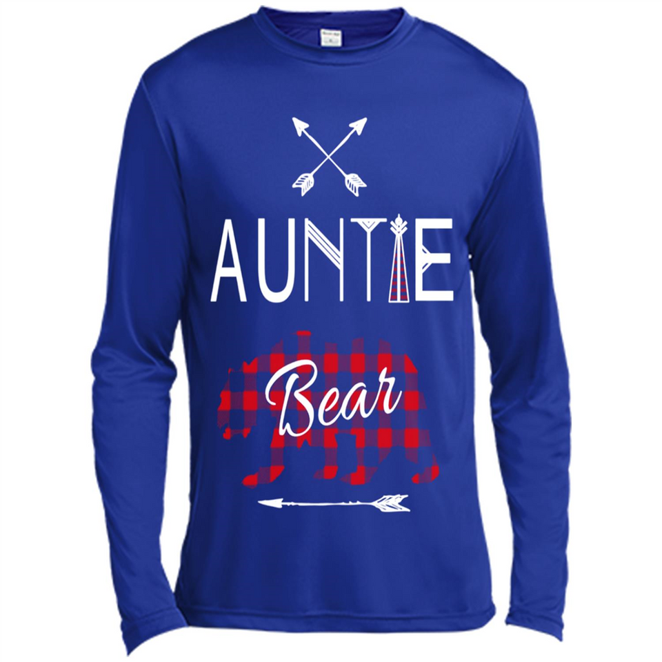 Aunt Shirt Buffalo Plaid Family Camp Bear Tee - Canvas Long Sleeve T-Shirt
