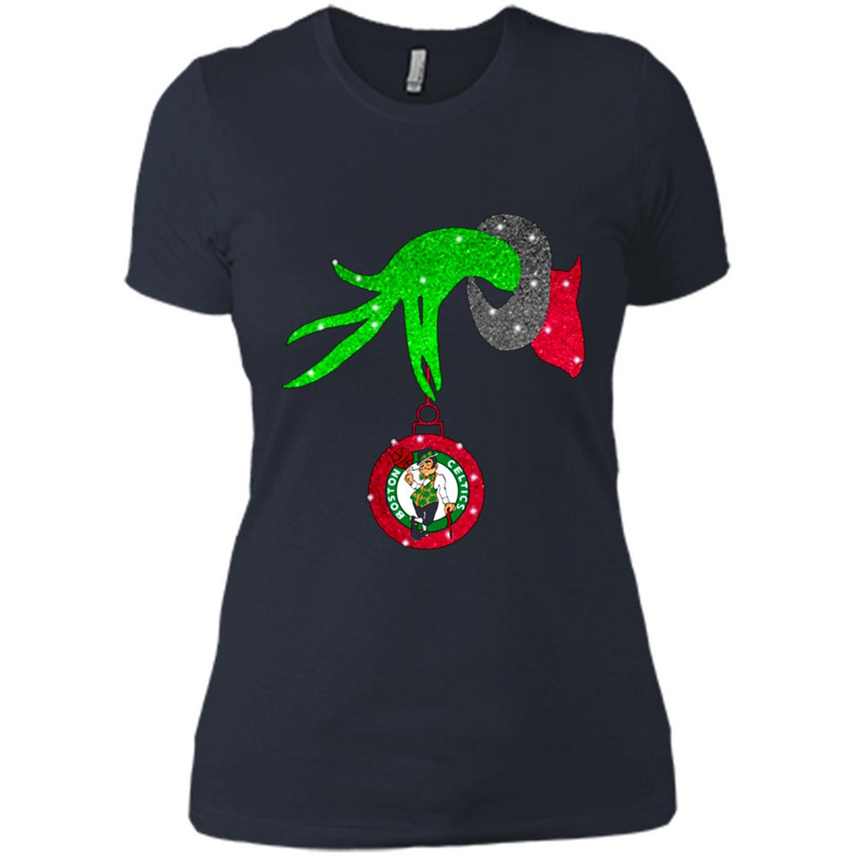 GRINCH HAND HOLDING BOSTON CELTICS NBA GLITTER CHRISTMAS PINGPONG