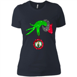 GRINCH HAND HOLDING BOSTON CELTICS NBA GLITTER CHRISTMAS PINGPONG