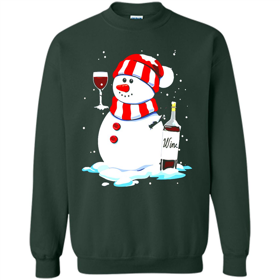 Cute Snowman drink Red Wine Christmas T-Shirt - Sweatshirt