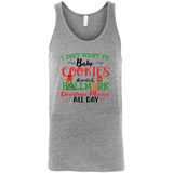 I just Want to bake Cookies and watch Hallmark Christmas movies White T-Shirt - Canvas Unisex Tank