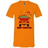 Merry Truck-Mas Christmas Fire Truck Cute Reindeer Sporty - Canvas Unisex V-Neck