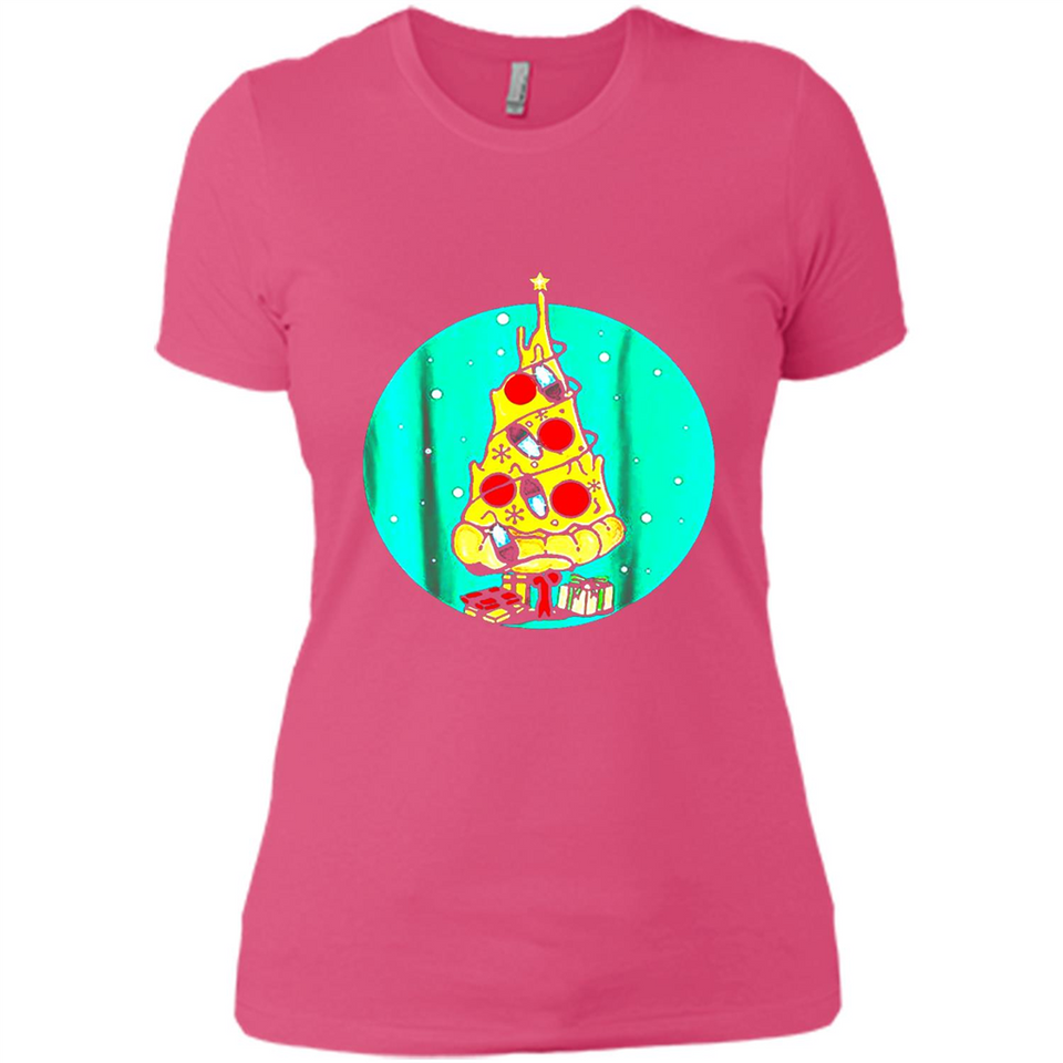 Funny Pizza Ugly Christmas Sweater Xmas Pizza Tree - Ladies' Boyfriend T-Shirt