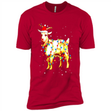 Christmas Lights Goat Wearing Santa Hat T-Shirt - Premium Short Sleeve T-Shirt
