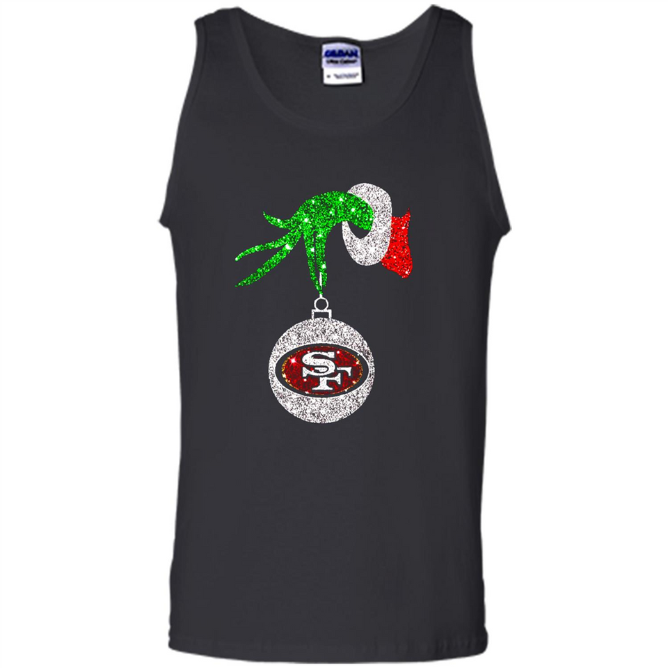 Amazing tee San Francisco 49ers Glitter Grinch Monogram Ornament Christmas Gift - Tank Top