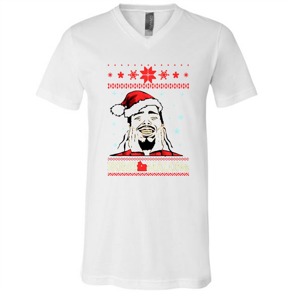 Home Malone Christmas Sweater PINGPONG - Canvas Unisex V-Neck