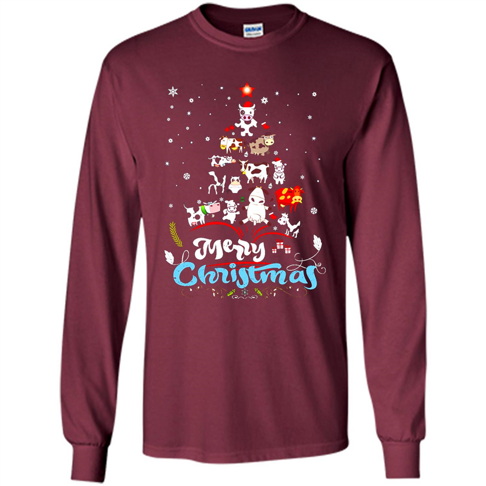 Christmas Ugly Sweater Animal Tree Pine Merry Christmas - Long Sleeve T-Shirt