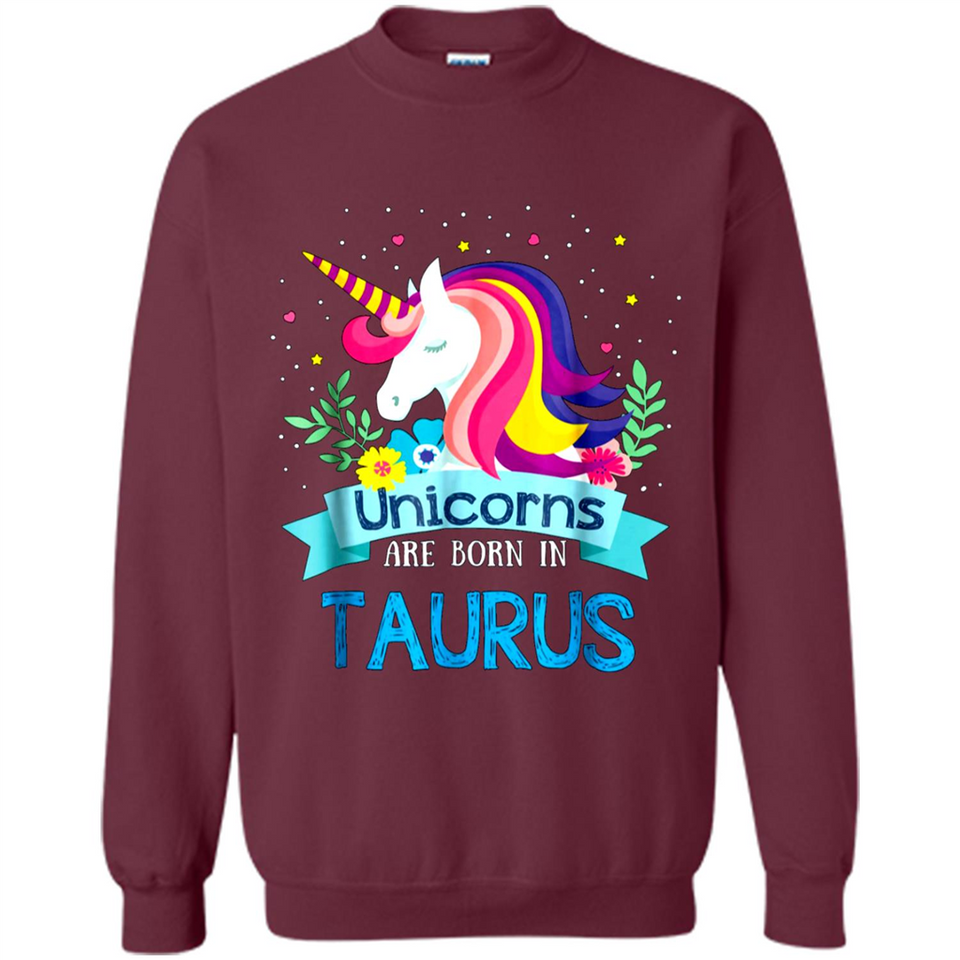 Unicorns are born in Taurus Birthday Rainbow Gift Ladies Custom