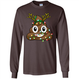 Reindeer Poop Emoji Cute Merry Christmas T-Shirt - Long Sleeve T-Shirt