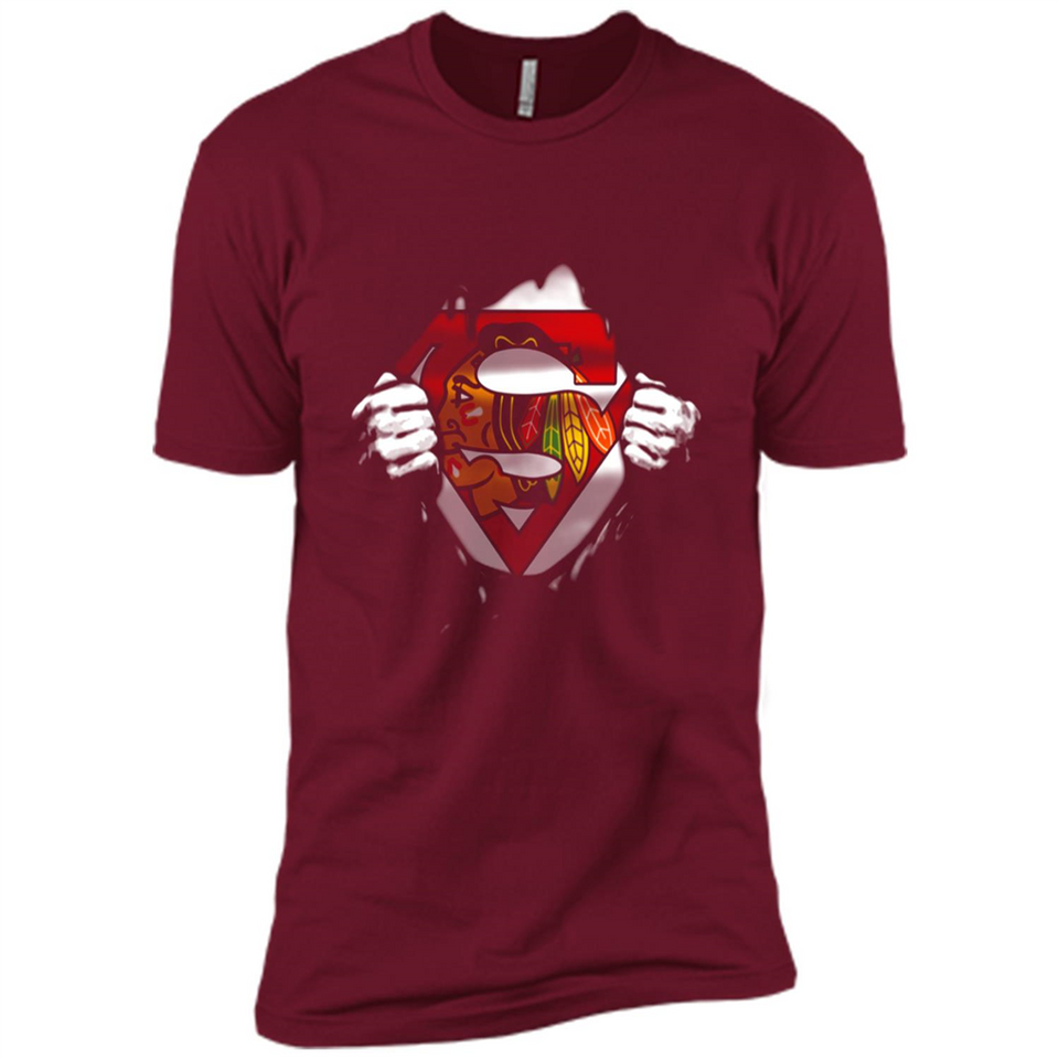 Chicago Blackhawks And Superman Fans - Premium Short Sleeve T-Shirt
