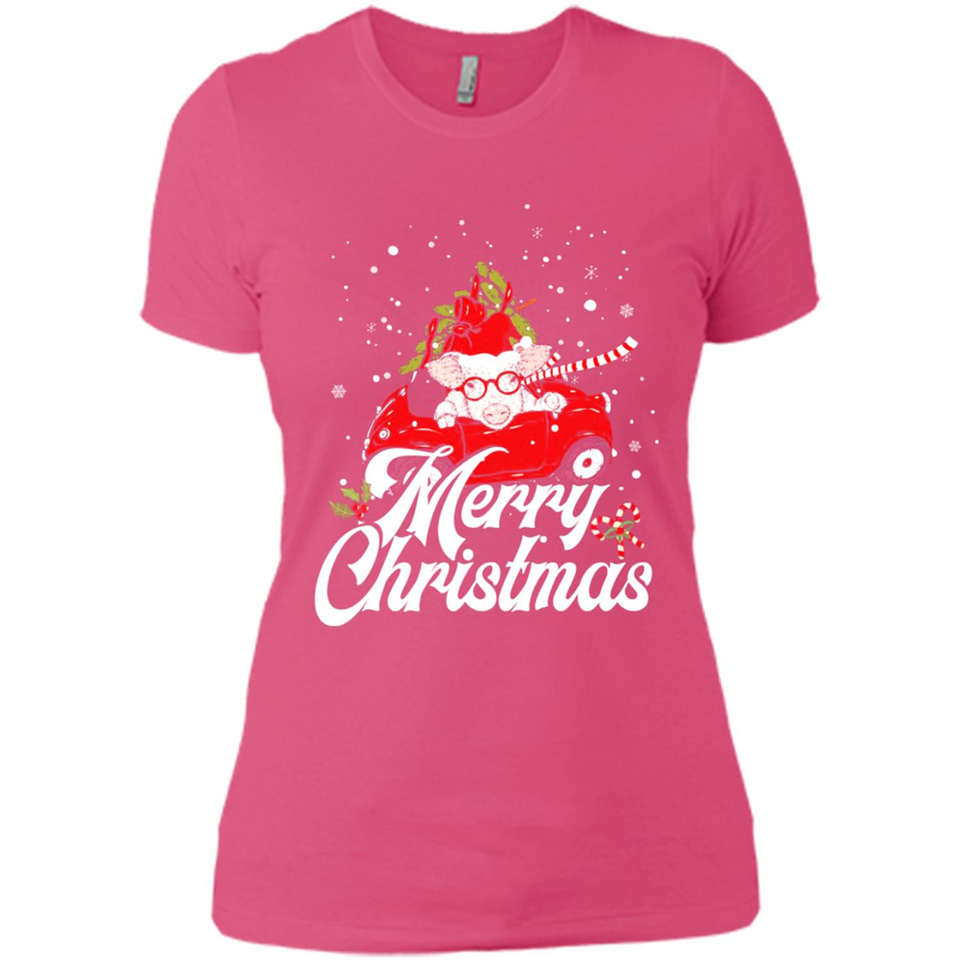 Merry Christmas Pig s - Ladies' Boyfriend T-Shirt
