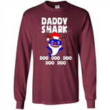 Daddy Shark Costume Reindeer Funny Christmas T-Shirt - Long Sleeve T-Shirt