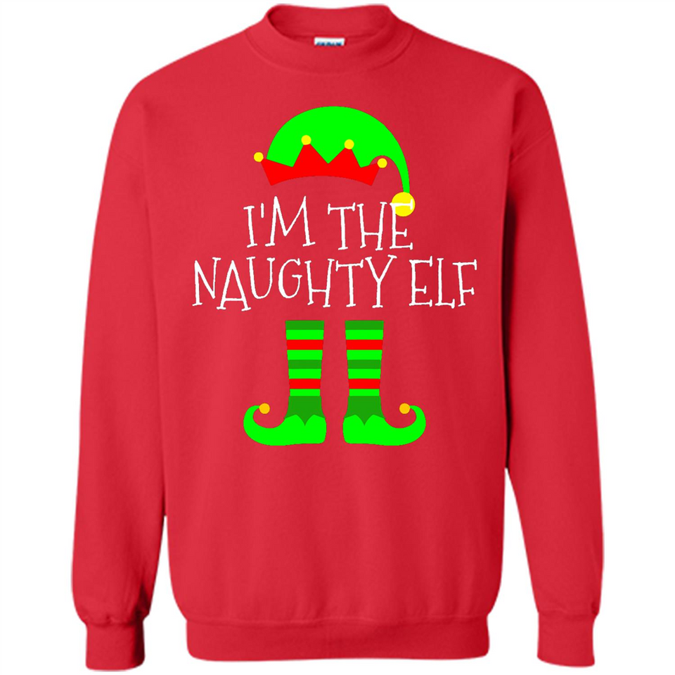 Matching Family Christmas Shirt Funny I'm The Naughty Elf Black mugs PINGPONG - Sweatshirt