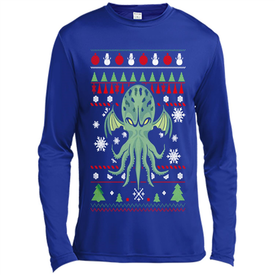 Octopus Ugly Sweater Christmas - Canvas Long Sleeve T-Shirt