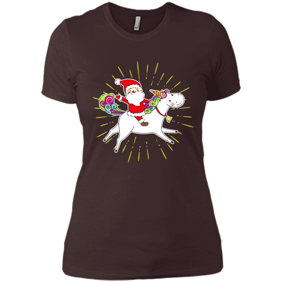 Unicorn And Santa Christmas - Ladies' Boyfriend T-Shirt