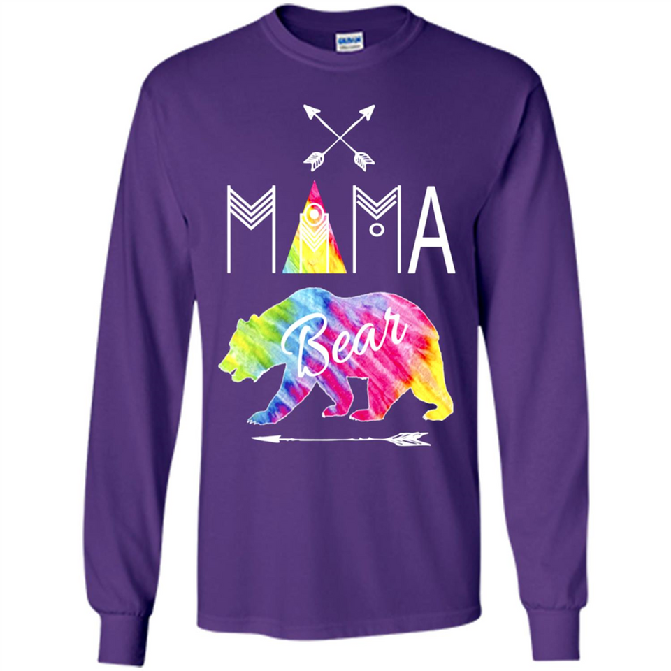 Mama Bear Shirt Tie Dye Family Vacation & Camping Tee - Long Sleeve T-Shirt