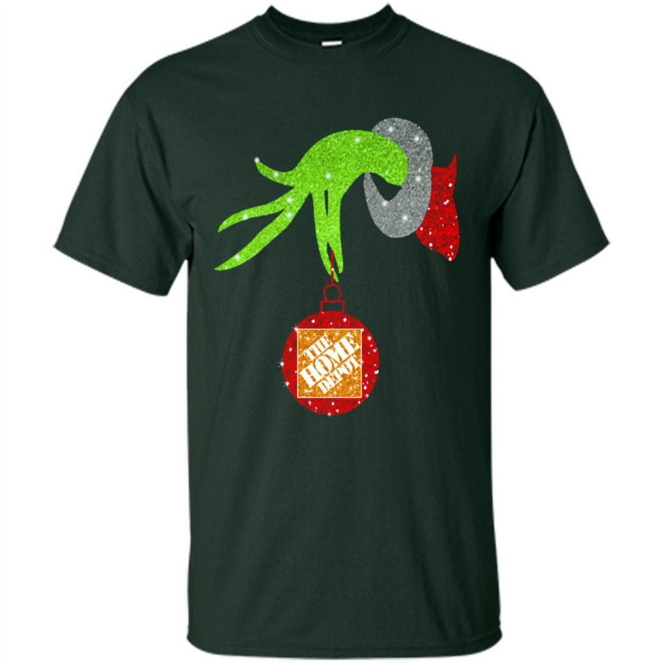 Grinch hand holding Logo HomeDepot Glitter Christmas - Shirt