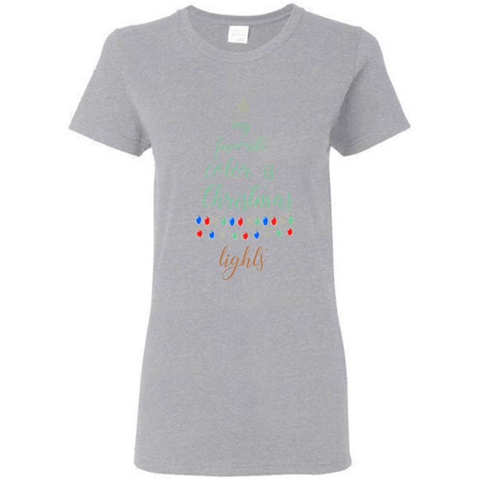 My Favorite Color is Christmas Lights Xmas Sporty T-Shirt - Ladies Short-Sleeve