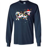 Christmas Lights Cow Wearing Santa Hat Funny Xmas Sweatshirt - Long Sleeve T-Shirt