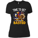 Time To Get Basted Funny Turkey Beer Thanksgiving - Ladies' Boyfriend T-Shirt