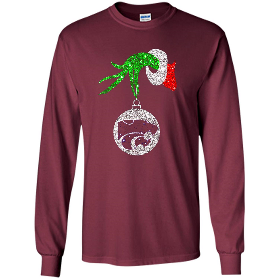 Amazing Kansas State Wildcats Glitter Grinch Monogram Ornament Christmas Gift - Long Sleeve T-Shirt