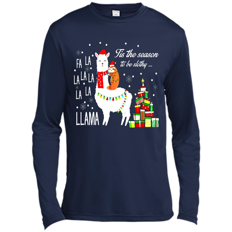 Llama Tis the season to be slothy Christmas sweatshirt PINGPONG - Canvas Long Sleeve T-Shirt