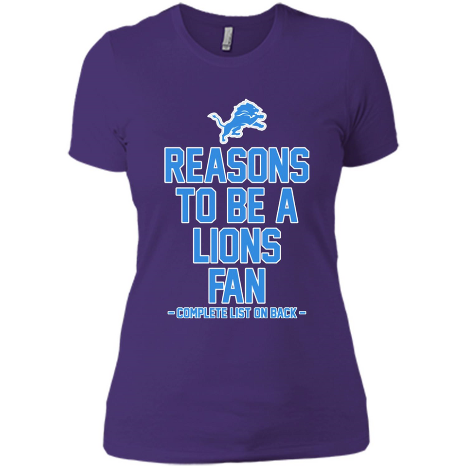 Reasons to be a Detroit Lions Fan Complete List on Back - Ladies' Boyfriend T-Shirt