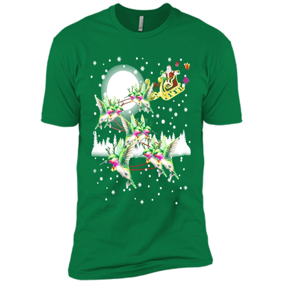 Hummingbird Santa Sleigh - Premium Short Sleeve T-Shirt