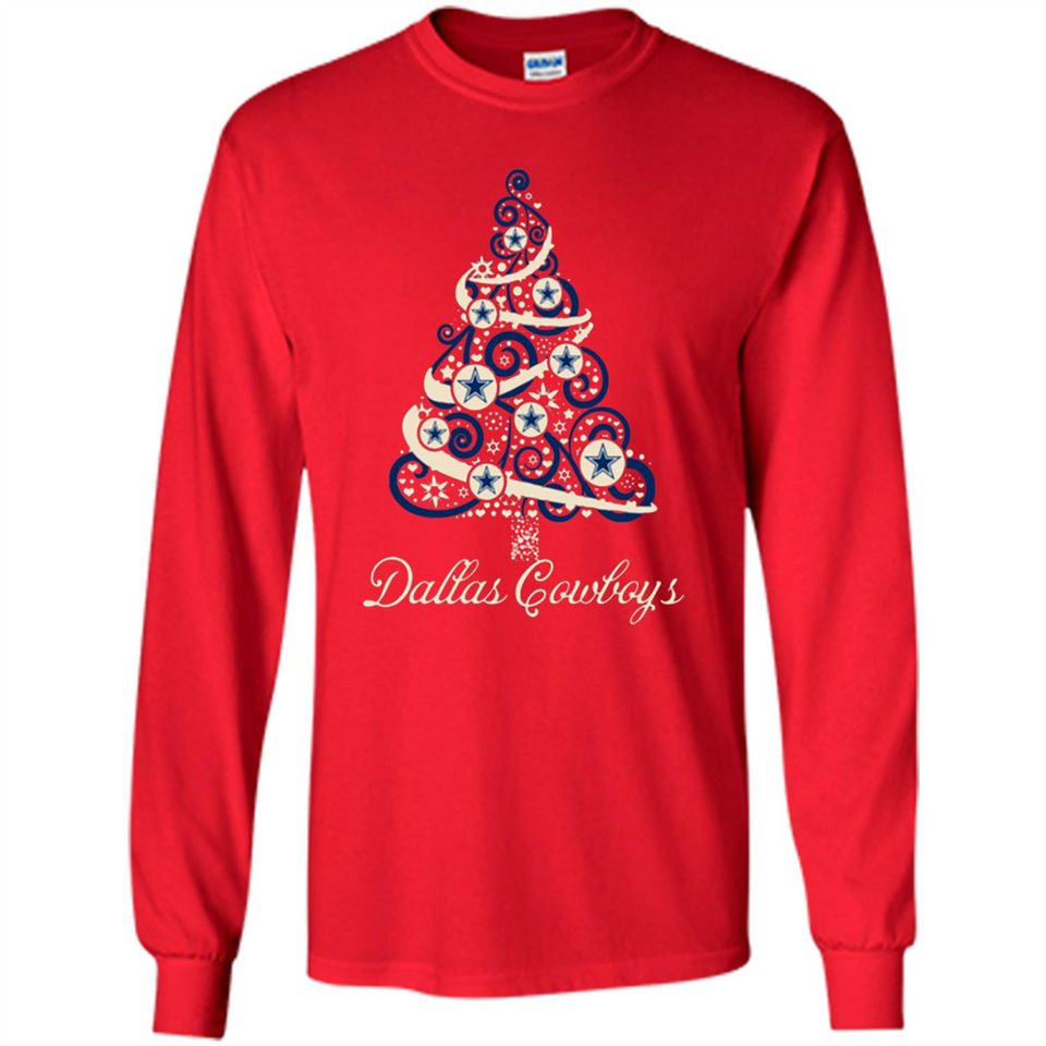 Dallas Cowboys NFL Football Team Logo Christmas Tree T-Shirt - Long Sleeve T-Shirt