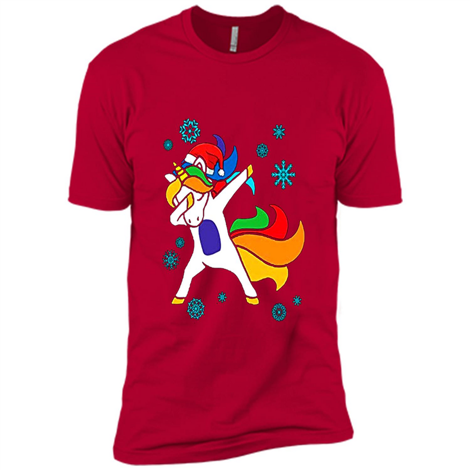 Christmas Dabbing Unicorn - Premium Short Sleeve T-Shirt