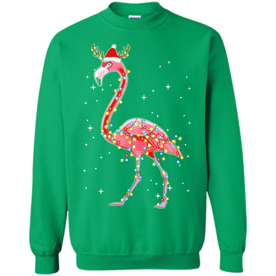Christmas Lights Flamingo Wearing Santa Hat Funny Xmas - Sweatshirt