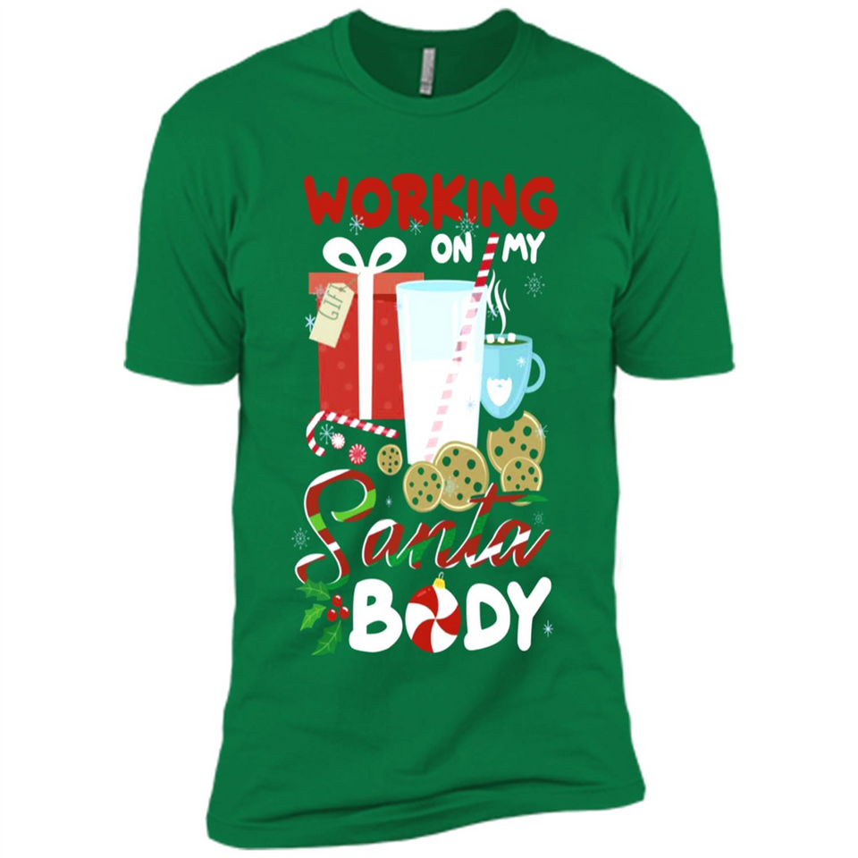 Working On My Santa Body Funny Christmas Gift Sleeve Xmas - Premium Short Sleeve T-Shirt