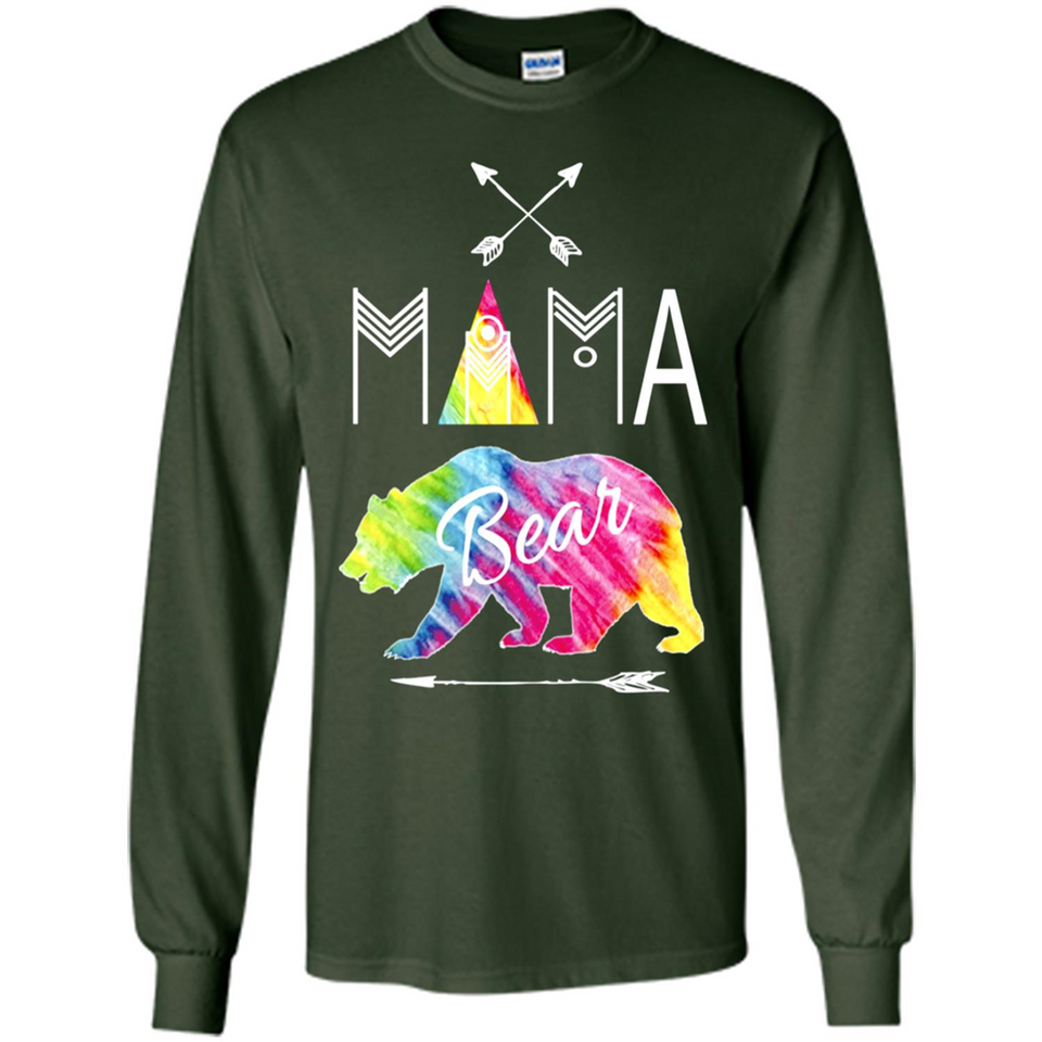 Mama Bear Shirt Tie Dye Family Vacation & Camping Tee - Long Sleeve T-Shirt