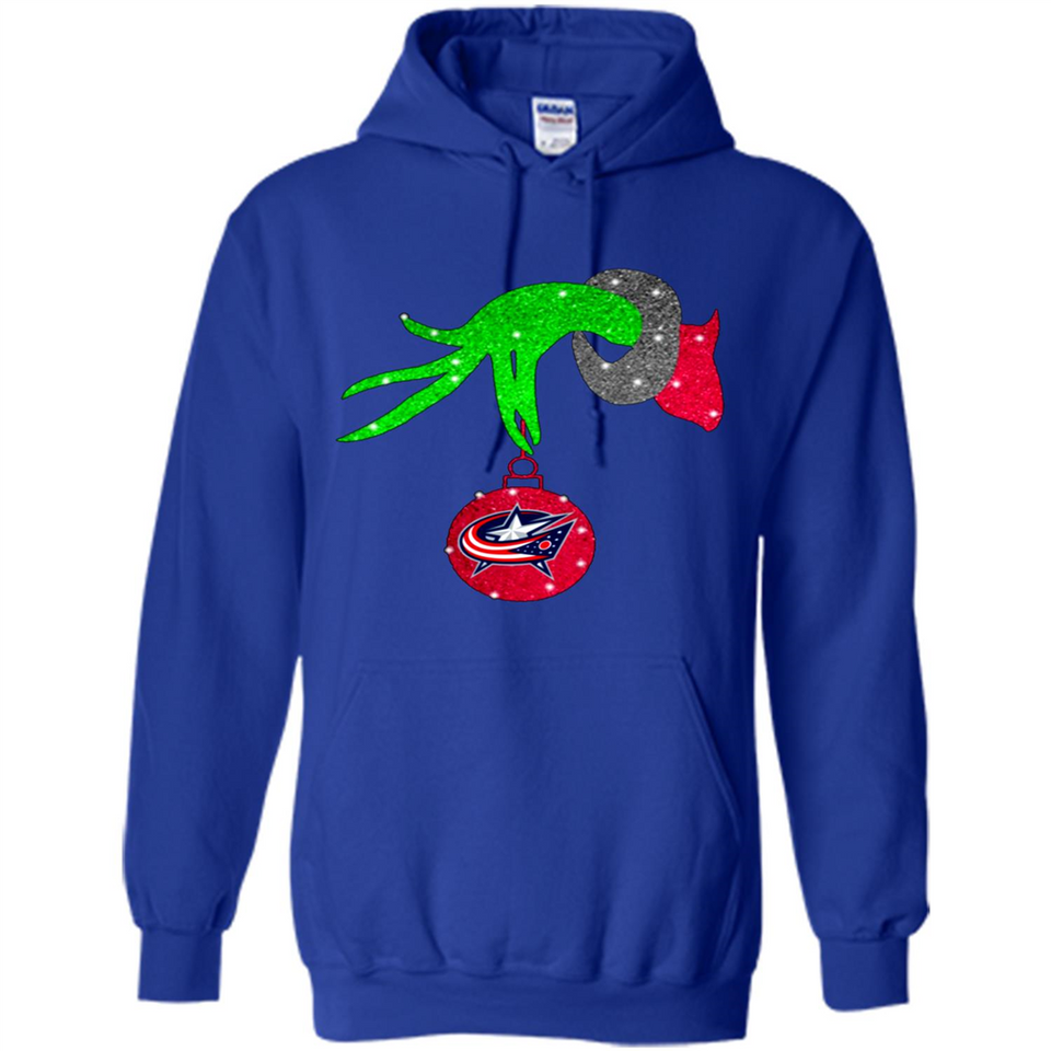 GRINCH HAND HOLDING COLUMBUS BLUE JACKETS GLITTER CHRISTMAS PINGPONG