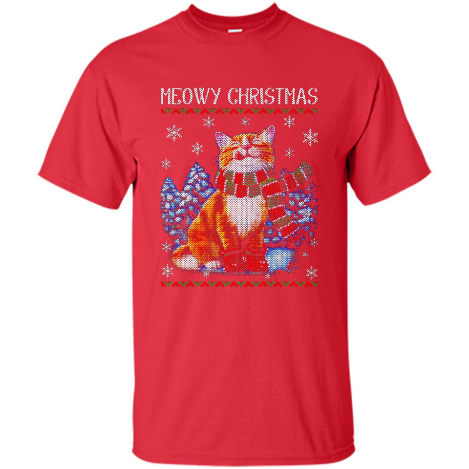 Christmas Ugly Sweater Cat With Christmas Meowy Chritstmas - Shirt