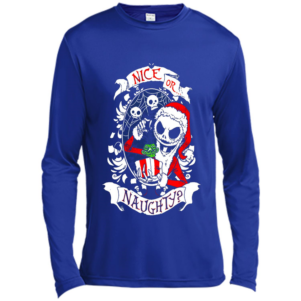 Christmas Shirt, Santa Nice Or Naughty Xmas - Canvas Long Sleeve T-Shirt