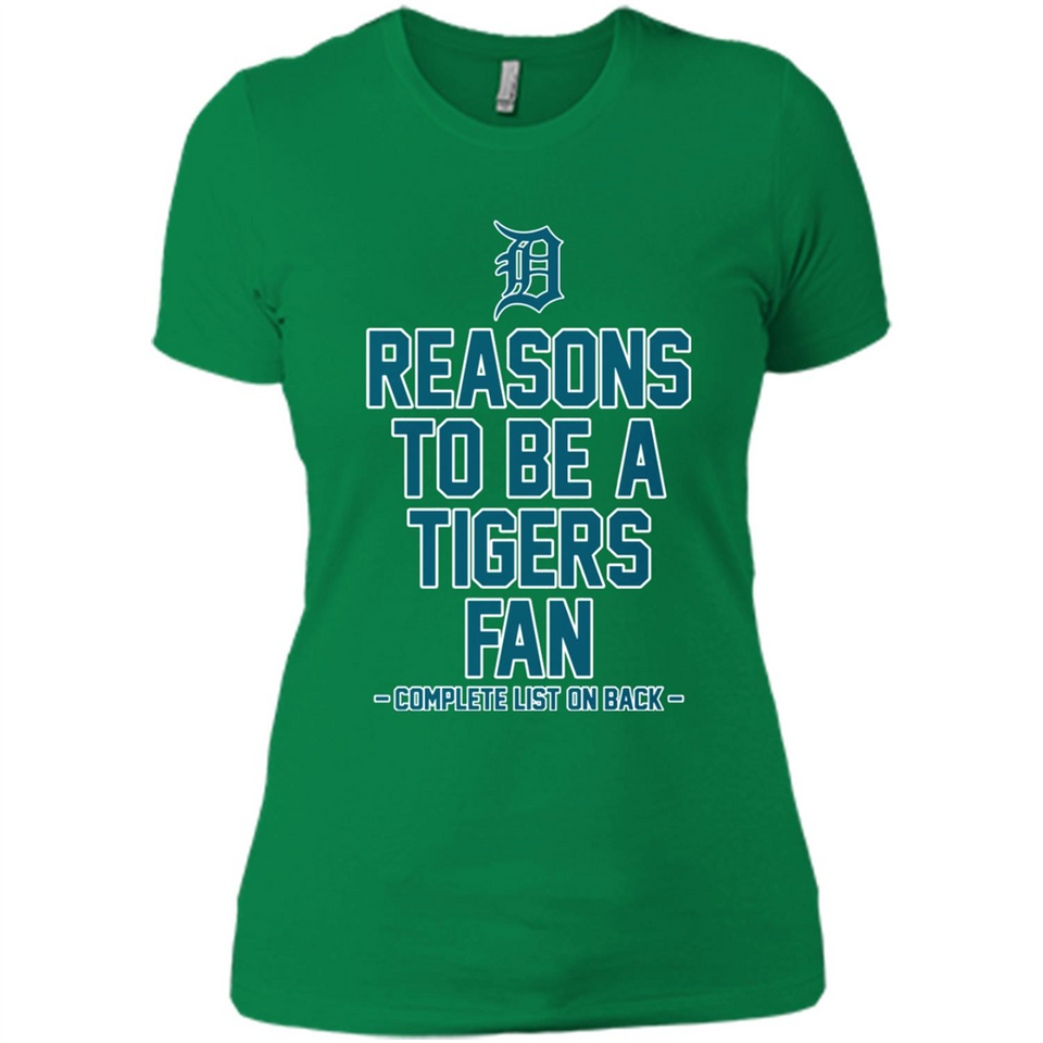 Reasons to be a Detroit Tigers Fan Complete List on Back - Ladies' Boyfriend T-Shirt
