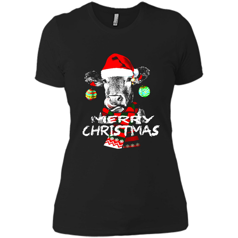 Fabulous Mooey christmas Heifers Cow Christmas lights - Ladies' Boyfriend T-Shirt