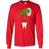 Christmas Nurse Grinch hand holding clinic dental ornament - Long Sleeve T-Shirt