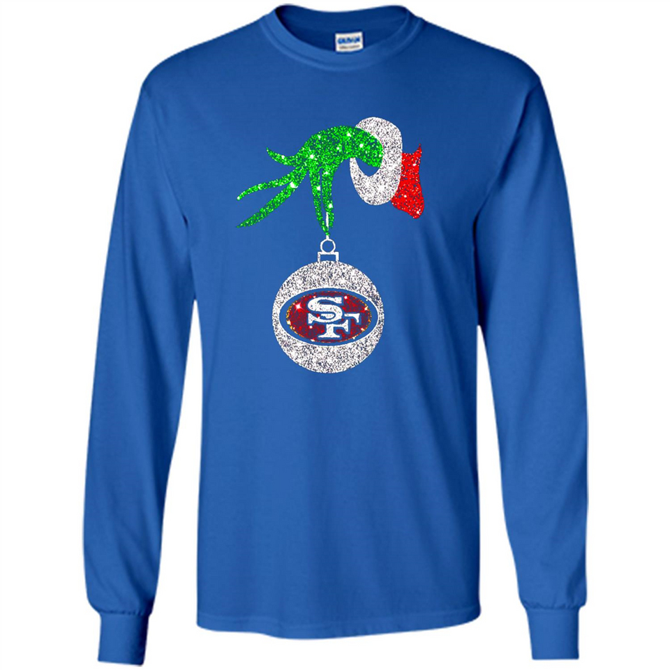 Amazing tee San Francisco 49ers Glitter Grinch Monogram Ornament Christmas Gift - Long Sleeve T-Shirt